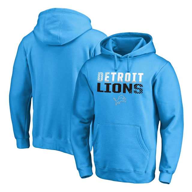 Detroit Lions NFL Pro Line by Fanatics Branded Blue Iconic Collection Fade Out Pullover Hoodie 90Hou